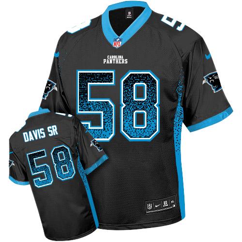 Nike Panthers #58 Thomas Davis Sr Black Team Color Youth Stitched NFL Elite Drift Fashion Jersey - Click Image to Close